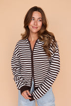Myles Stripe Hooded Jacket in Brown