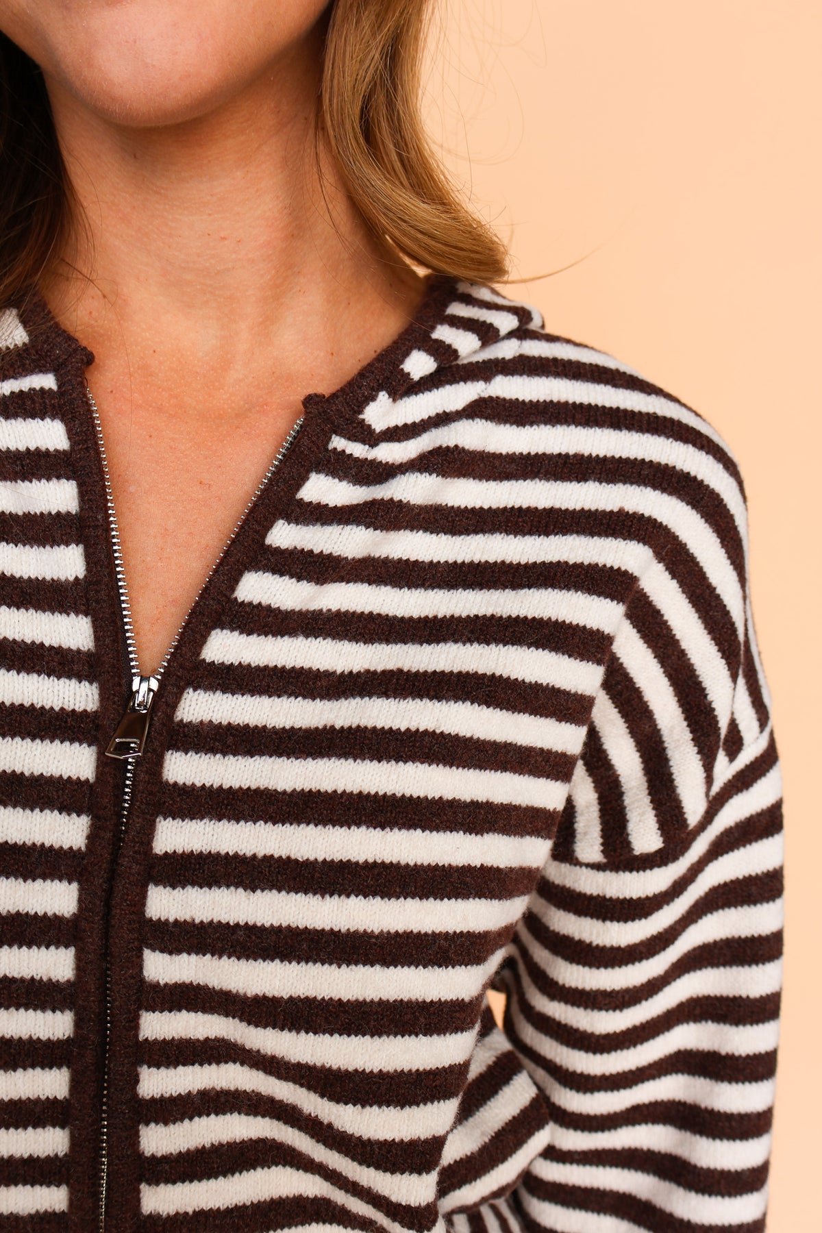 Myles Stripe Hooded Jacket in Brown