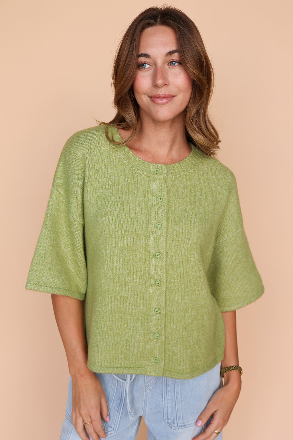 Nina Short Sleeve Cardi in Green