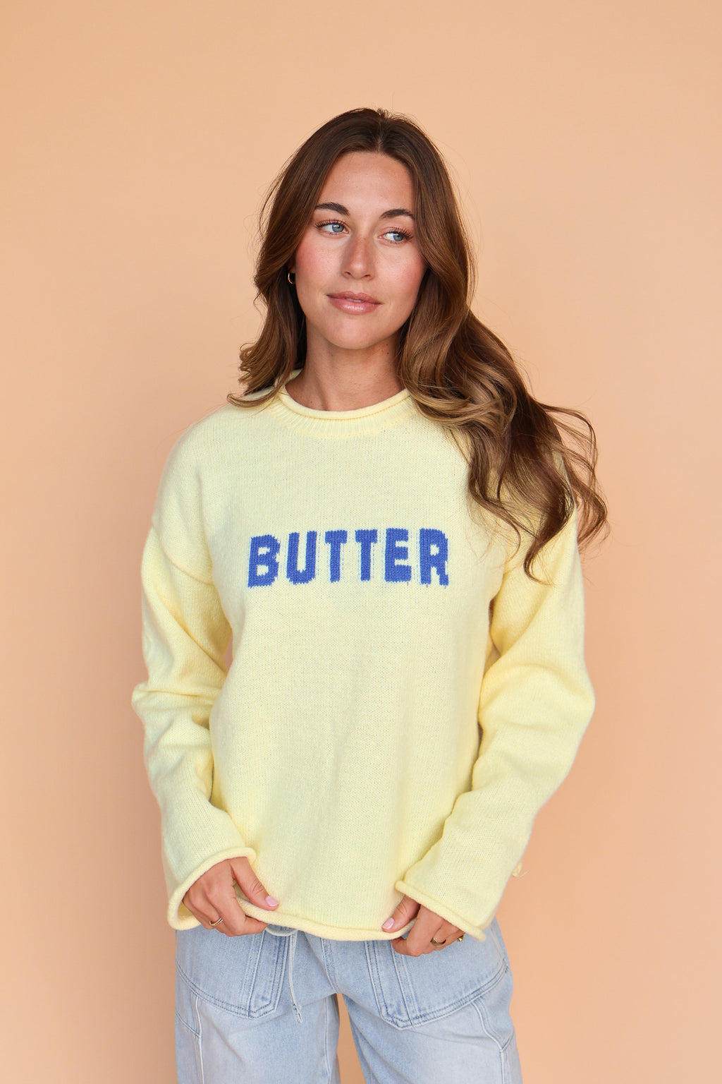 Butter Sweater in Butter/Blue