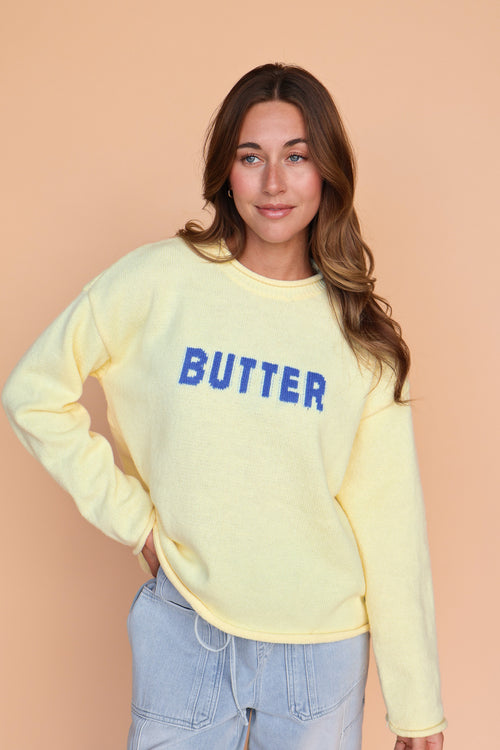Butter Sweater in Butter/Blue