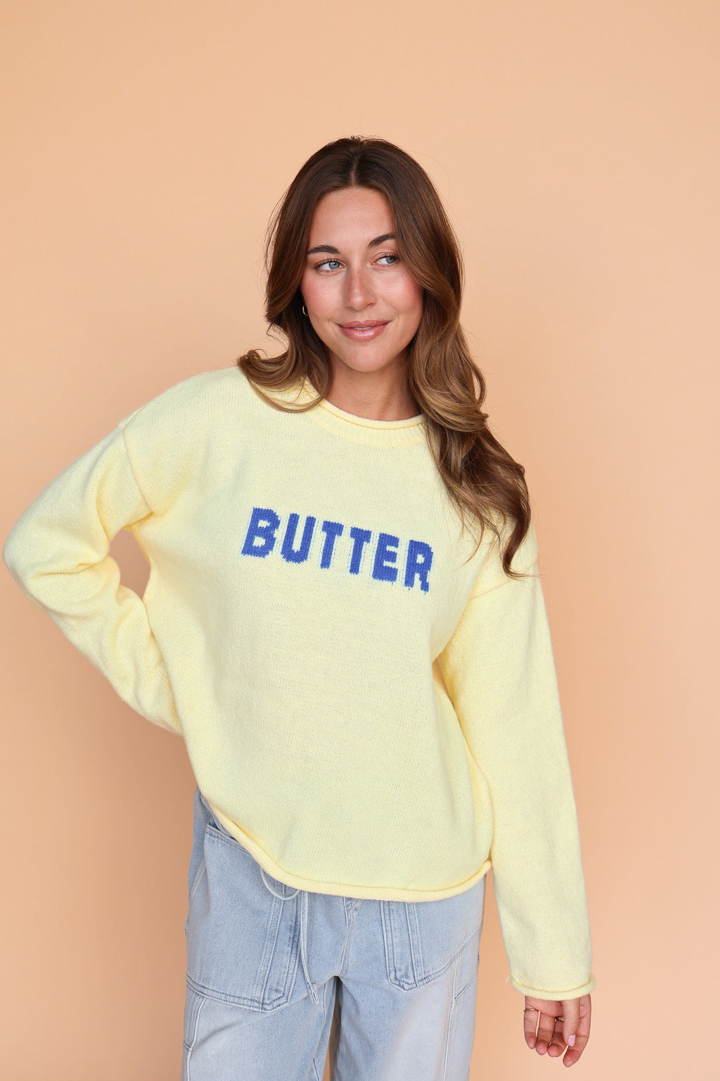 Butter Sweater in Butter/Blue