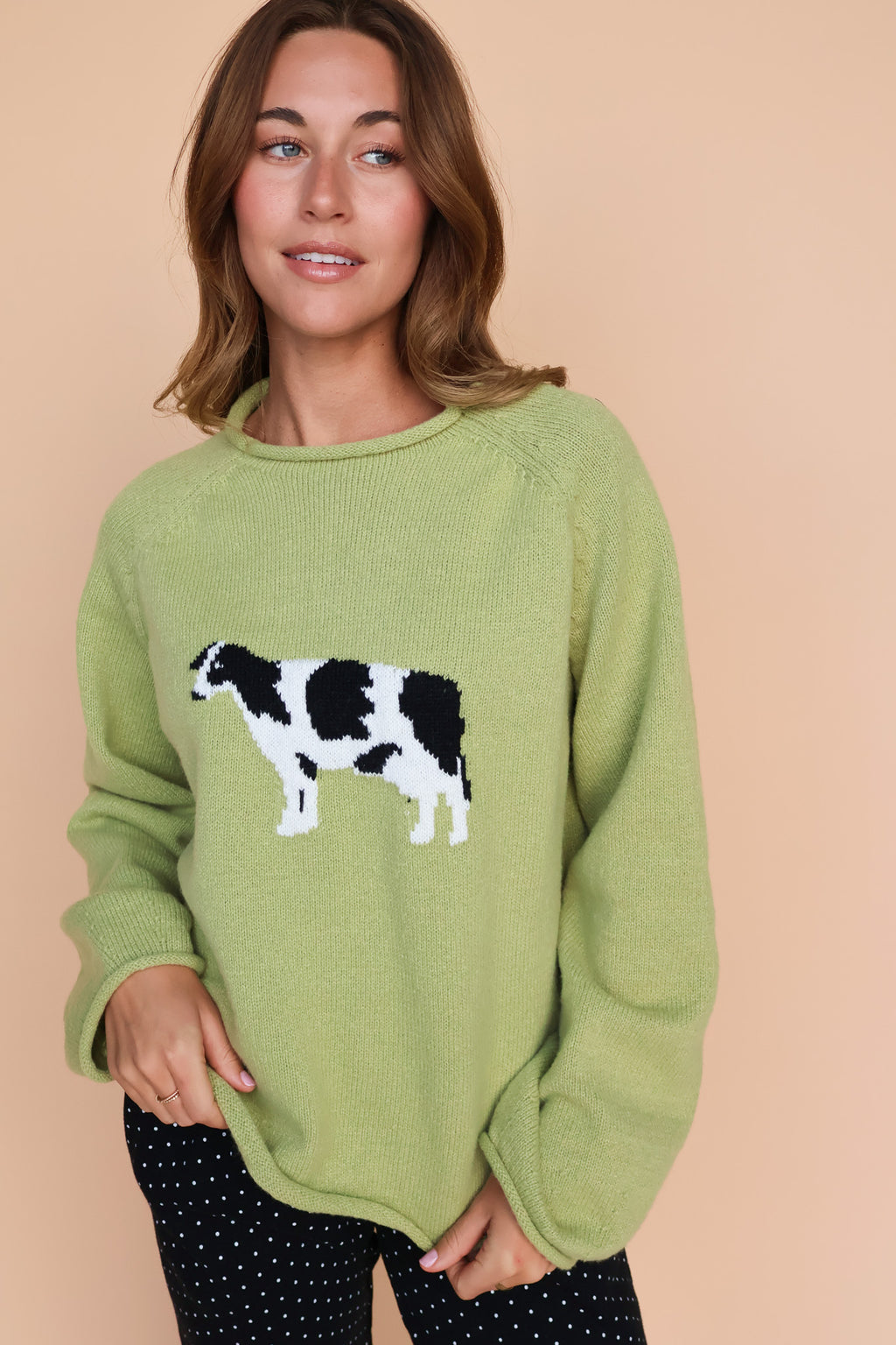 Cow Sweater in Green