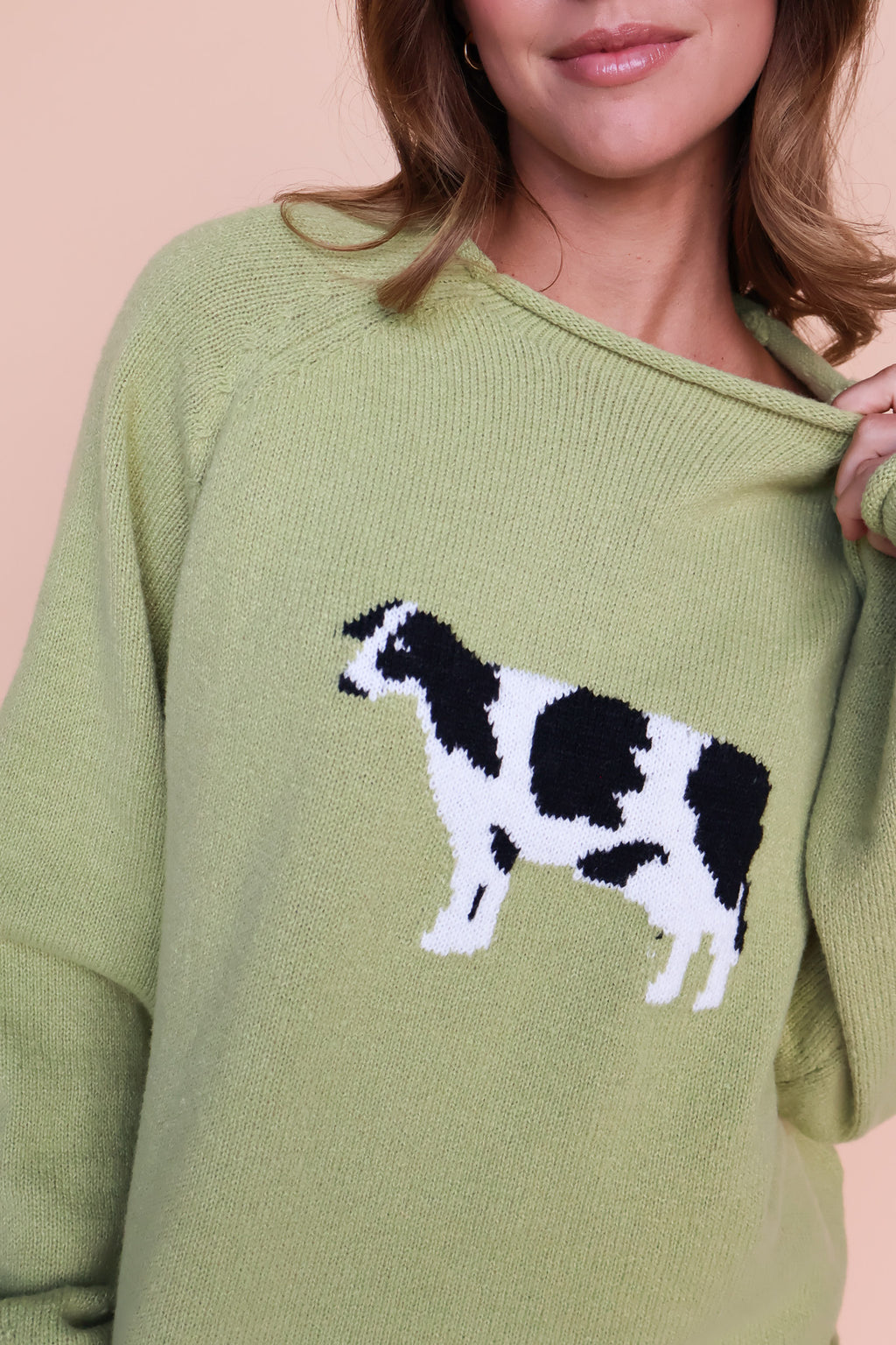 Cow Sweater in Green