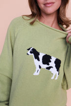 Cow Sweater in Green