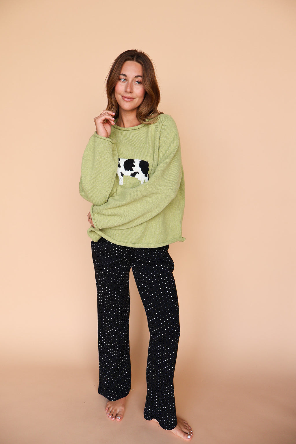 Cow Sweater in Green