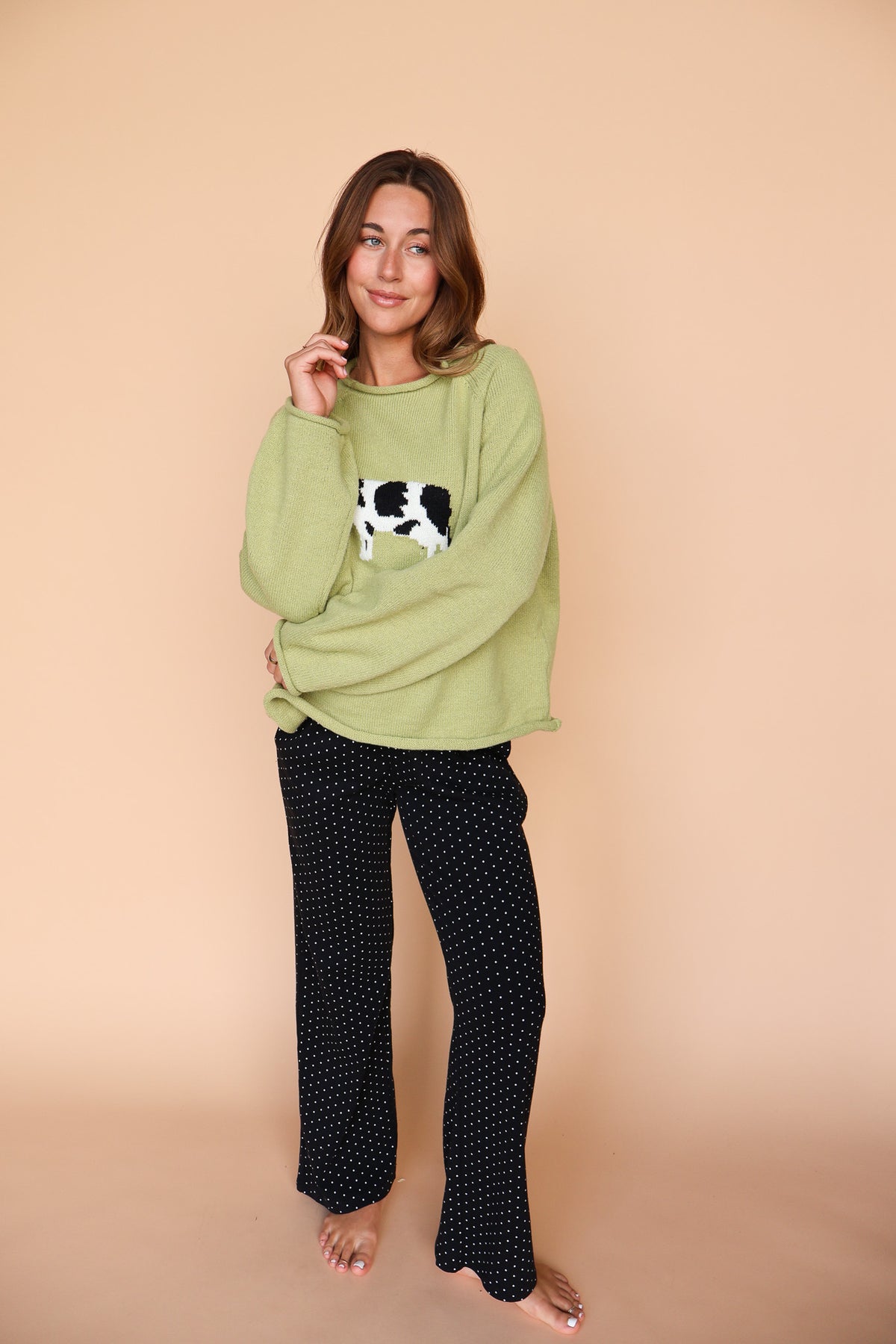 Cow Sweater in Green