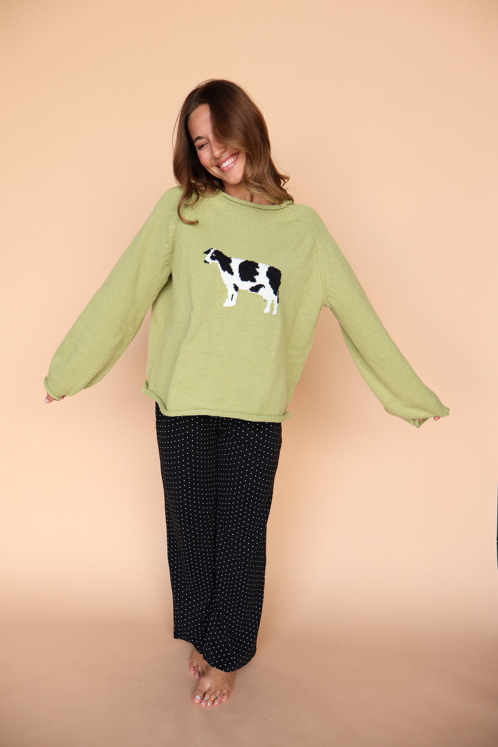 Cow Sweater in Green