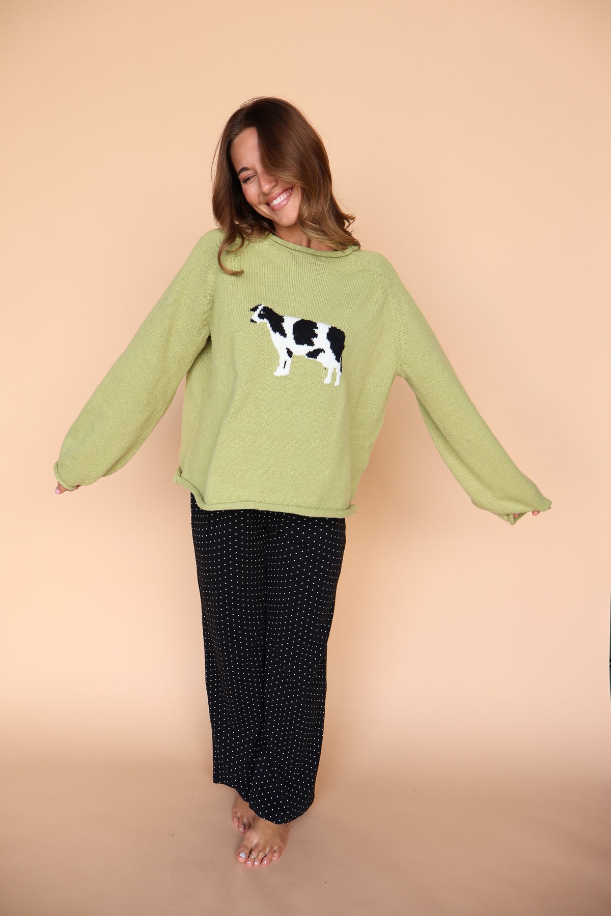 Cow Sweater in Green