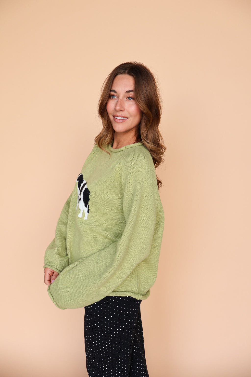 Cow Sweater in Green