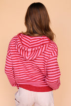 Myles Stripe Hooded Jacket in Red