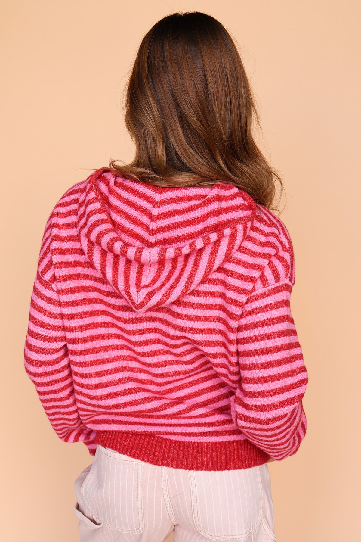 Myles Stripe Hooded Jacket in Red
