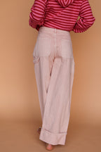 Stripe Cuffed Jeans in Mauve