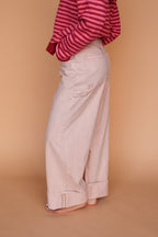 Stripe Cuffed Jeans in Mauve