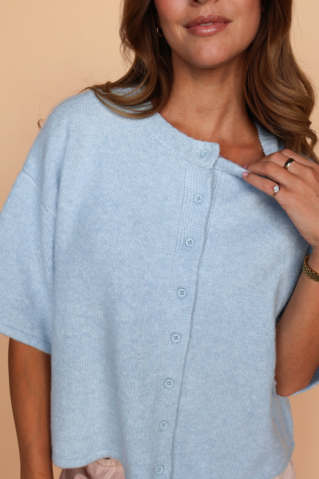 Nina Short Sleeve Cardi in Blue