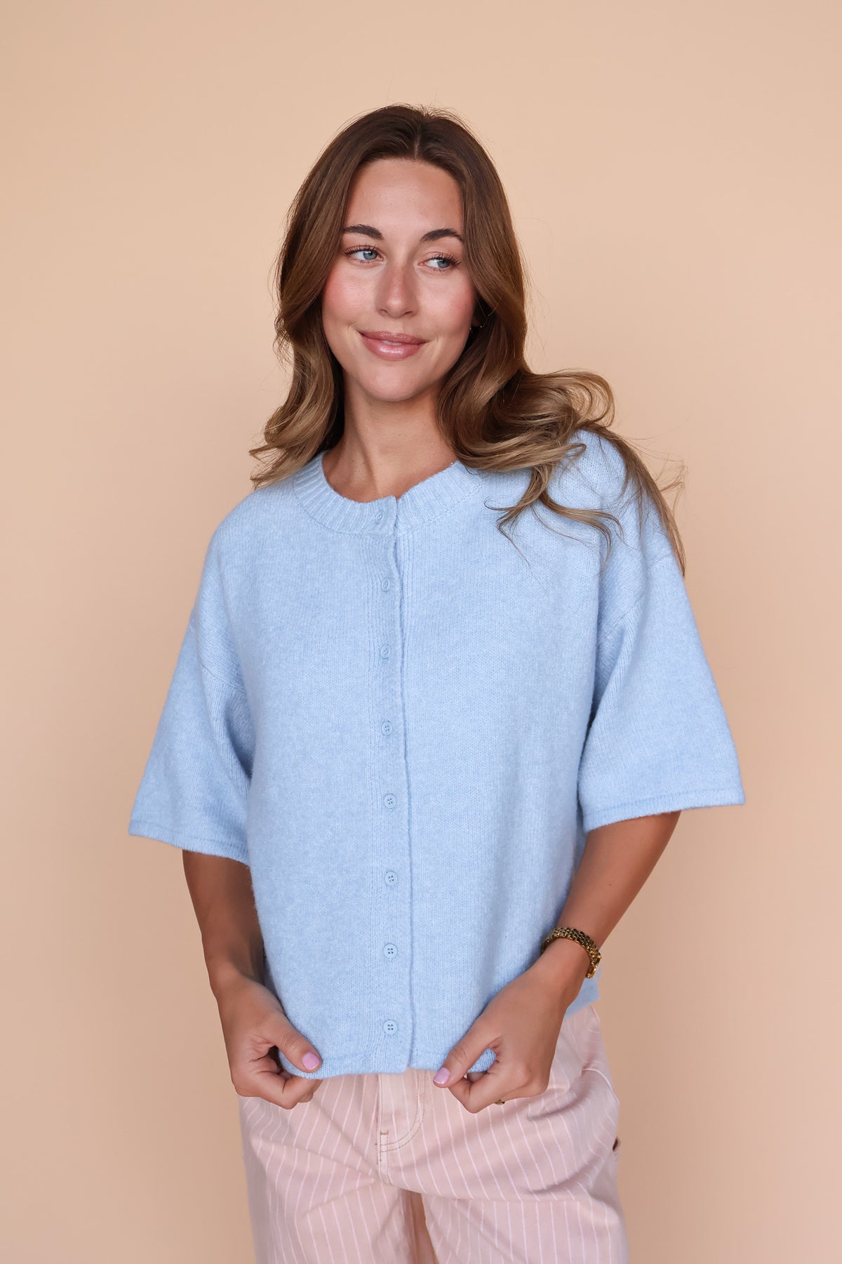 Nina Short Sleeve Cardi in Blue