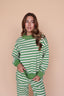 Bennett Stripe Mock Neck Pullover in Green