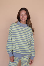 Bennett Stripe Mock Neck Pullover in Yellow