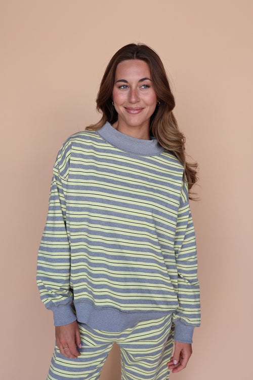 Bennett Stripe Mock Neck Pullover in Yellow