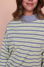 Bennett Stripe Mock Neck Pullover in Yellow
