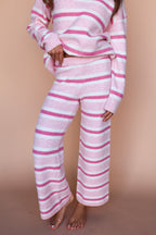 Fuzzy Knit Stripe Pants in Blush