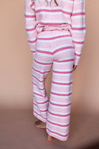 Fuzzy Knit Stripe Pants in Blush