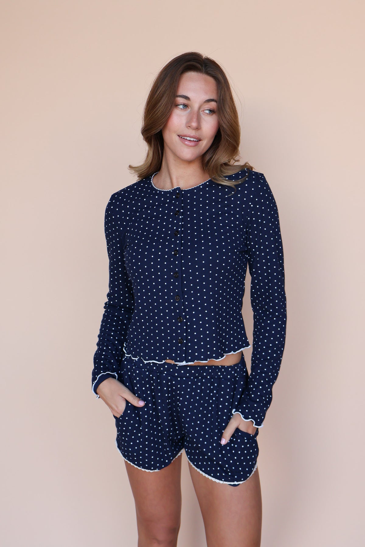 Darcy Dot Shorts in Navy Secondary image