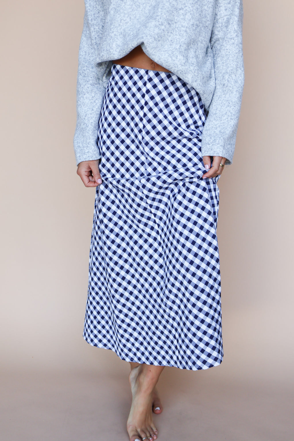 Lyla Gingham Maxi in Navy