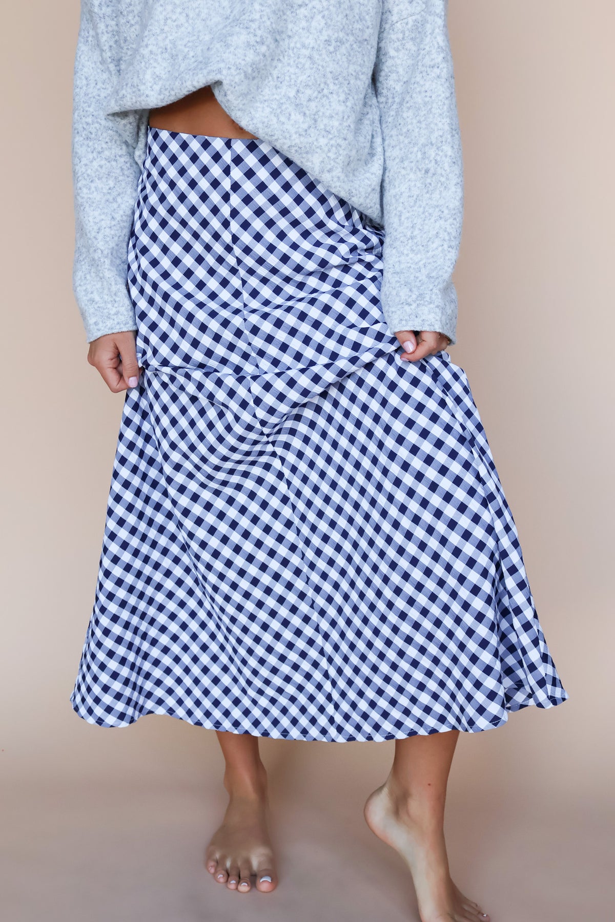 Lyla Gingham Maxi in Navy Main image