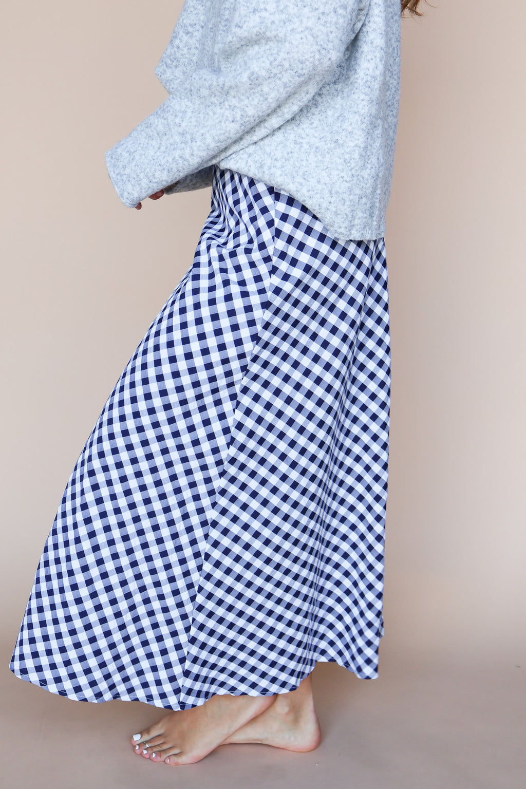 Lyla Gingham Maxi in Navy
