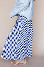 Lyla Gingham Maxi in Navy