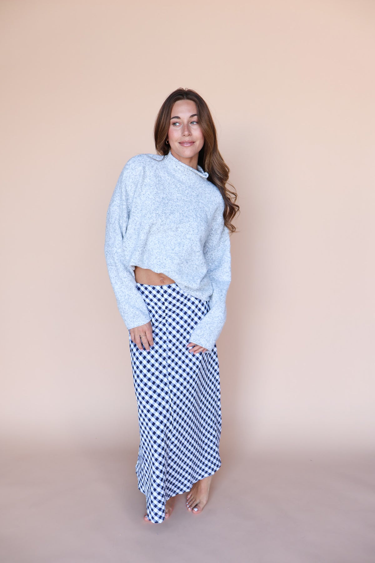 Lyla Gingham Maxi in Navy