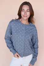 Kate Polka Dot Cardigan in Heather Grey
