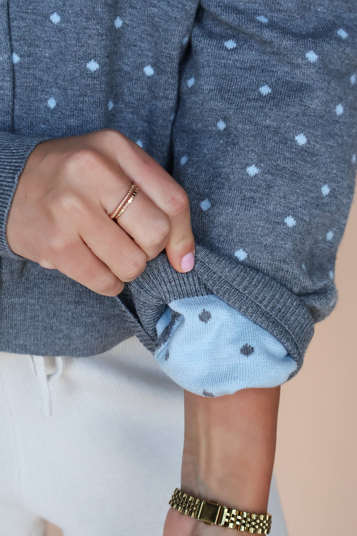 Kate Polka Dot Cardigan in Heather Grey