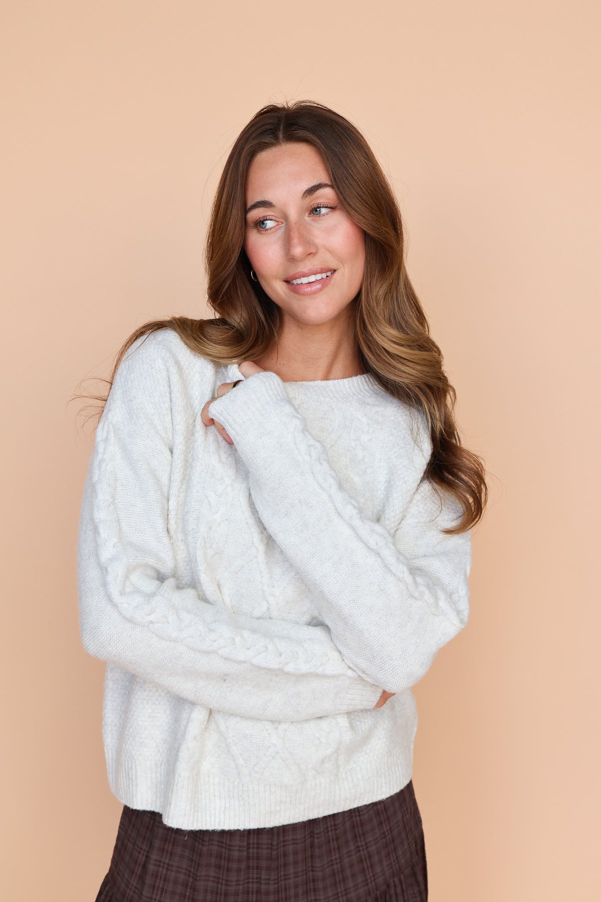 Rory Cable Knit Sweater in Oatmeal