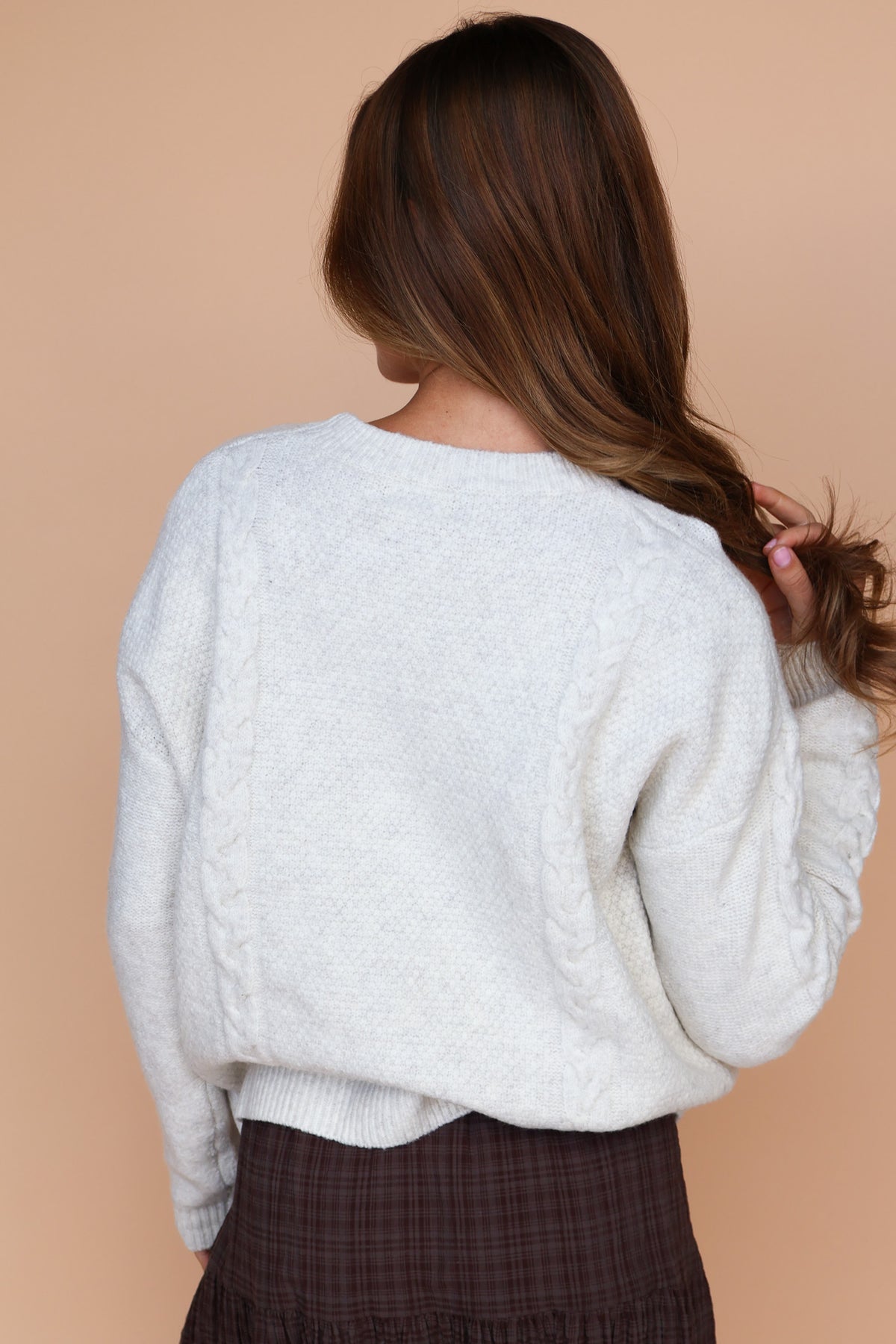 Rory Cable Knit Sweater in Oatmeal
