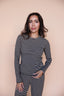 Stripe Pointelle Long Sleeve in Black/Beige