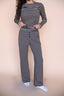 Stripe Pointelle Stripe Pants in Black/Beige