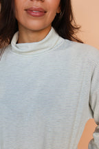 Parker Ribbed Stripe Turtleneck in Baby Blue
