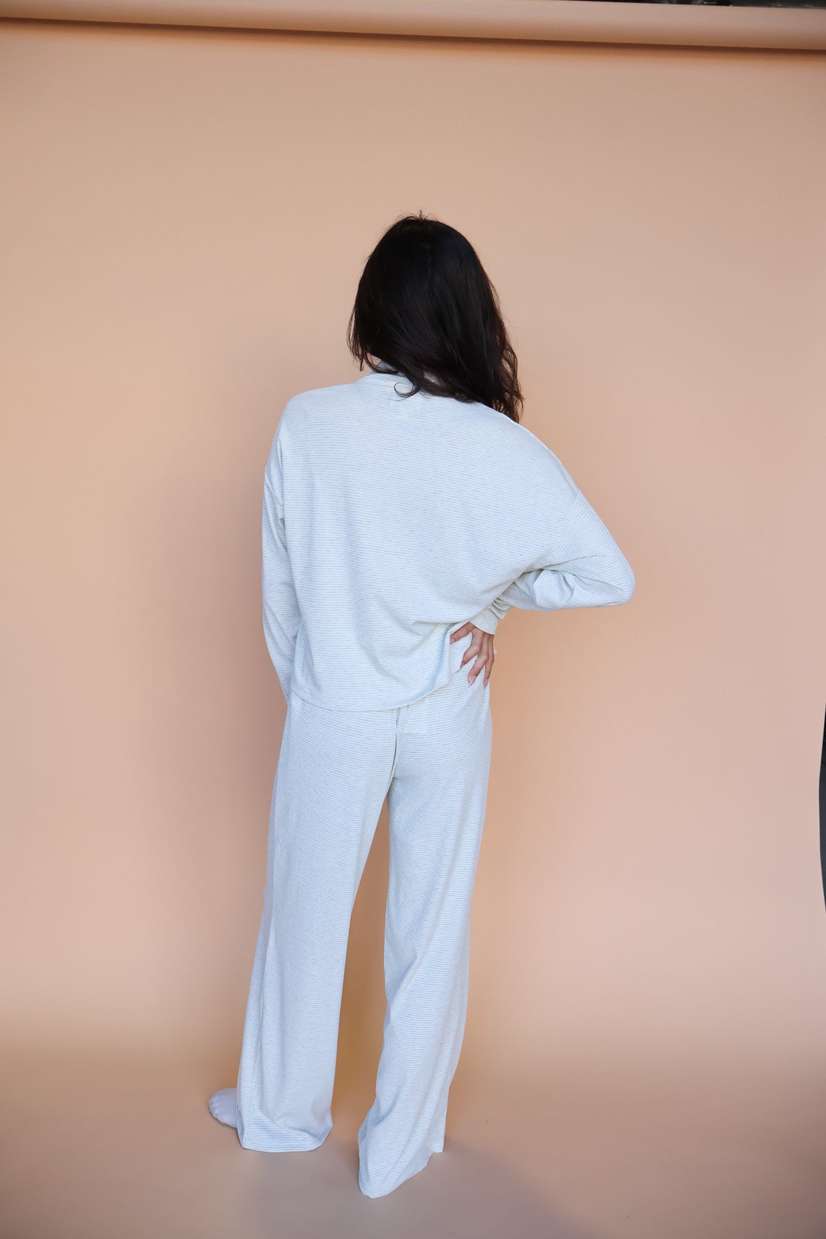 Parker Ribbed Stripe Turtleneck in Baby Blue