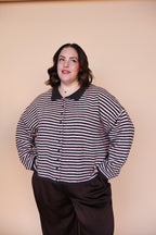Stripe Cardigan in Chocolate/Pink