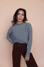 Parker Ribbed Stripe Turtleneck in Black
