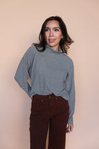 Parker Ribbed Stripe Turtleneck in Black