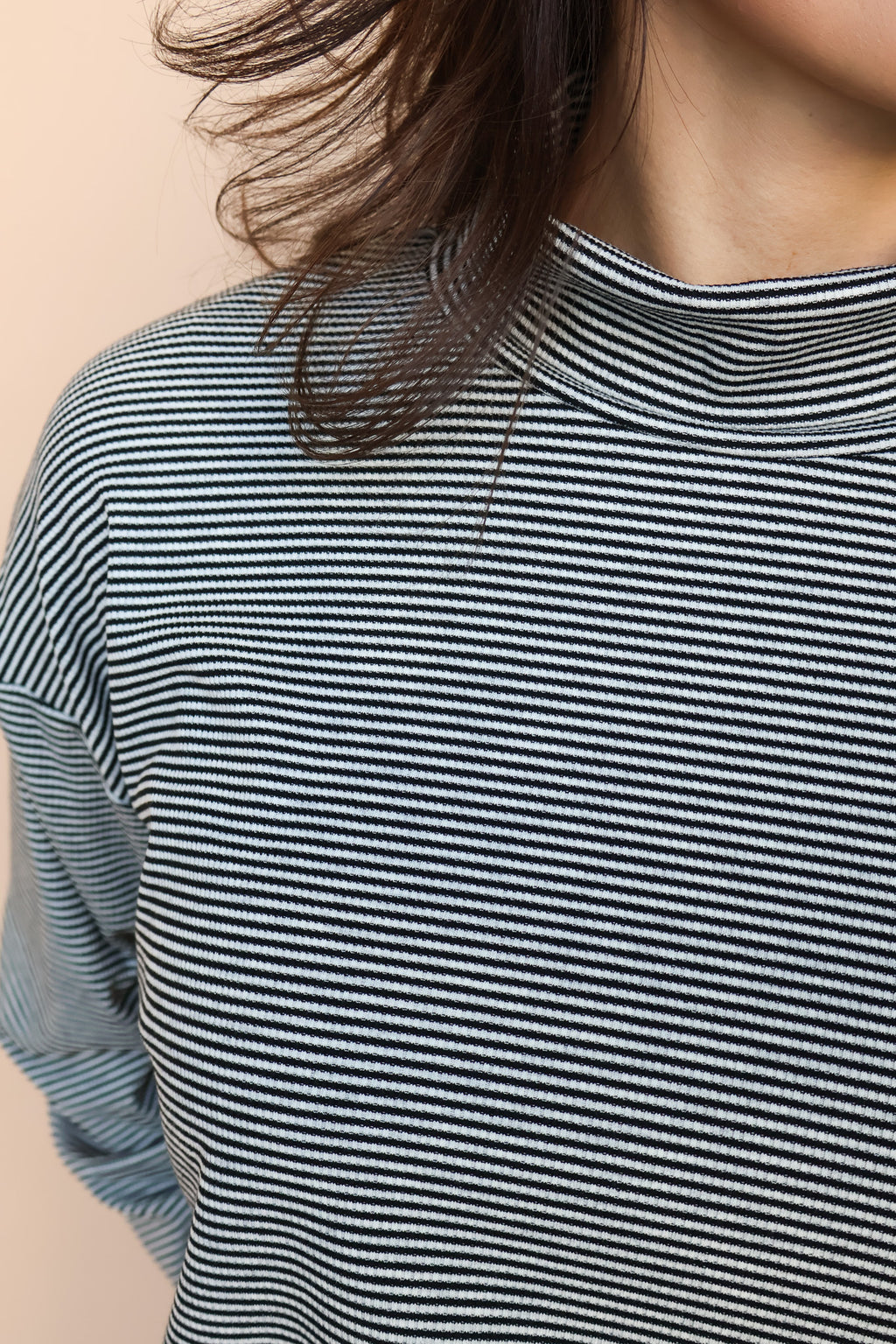 Parker Ribbed Stripe Turtleneck in Black