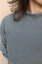 Parker Ribbed Stripe Turtleneck in Black