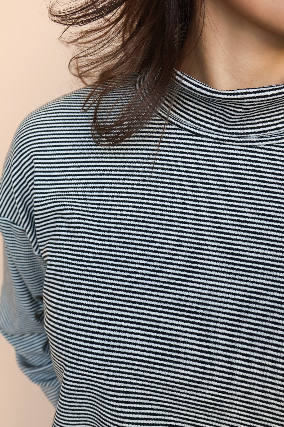 Parker Ribbed Stripe Turtleneck in Black