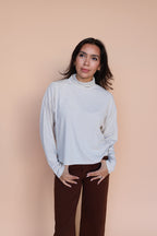 Parker Ribbed Stripe Turtleneck in Oat