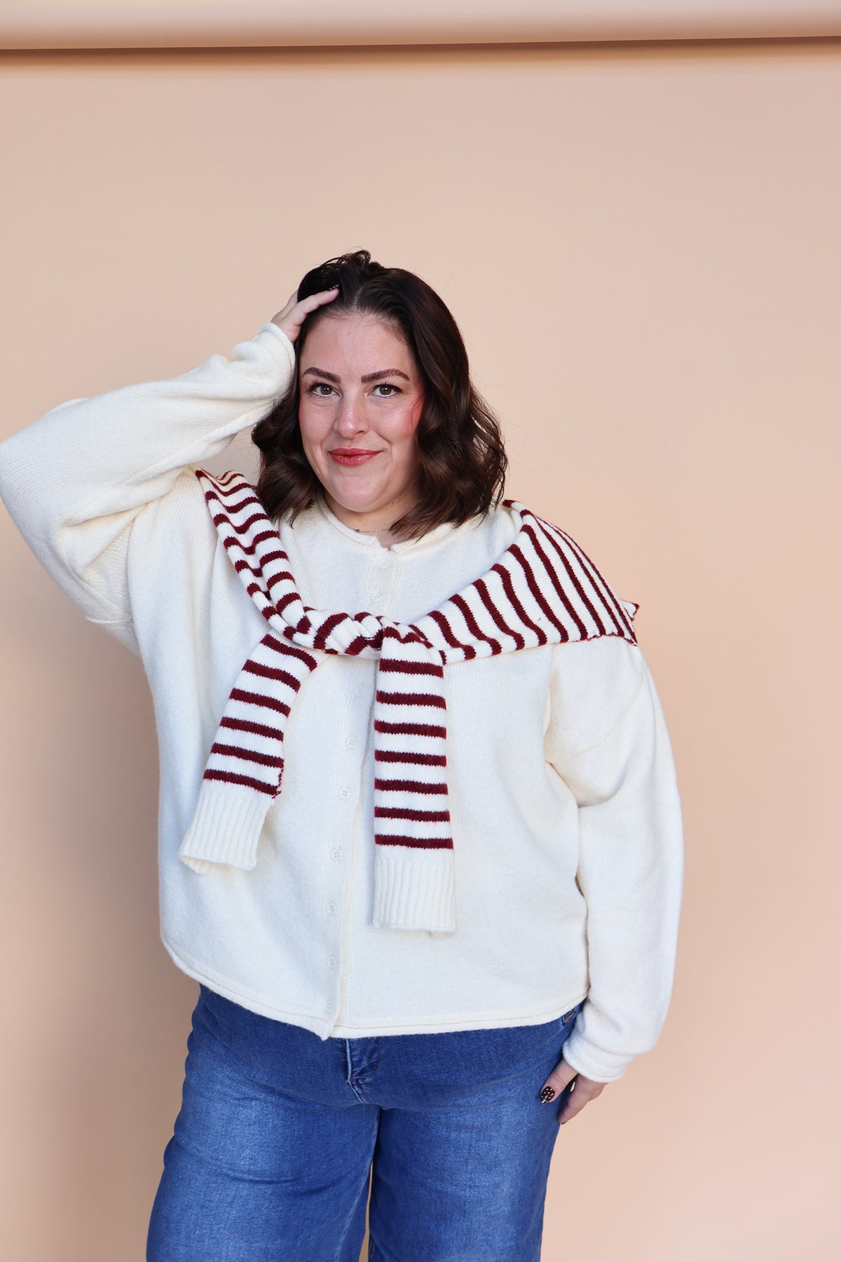 Sloane Layered Cardigan in Cream Secondary image