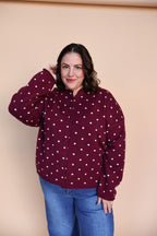 Mae Polka Dot Cardigan in Berry Red