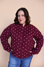 Mae Polka Dot Cardigan in Berry Red